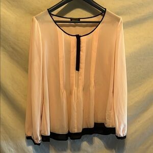 Spense Pastel Pink Blouse with Black Trim